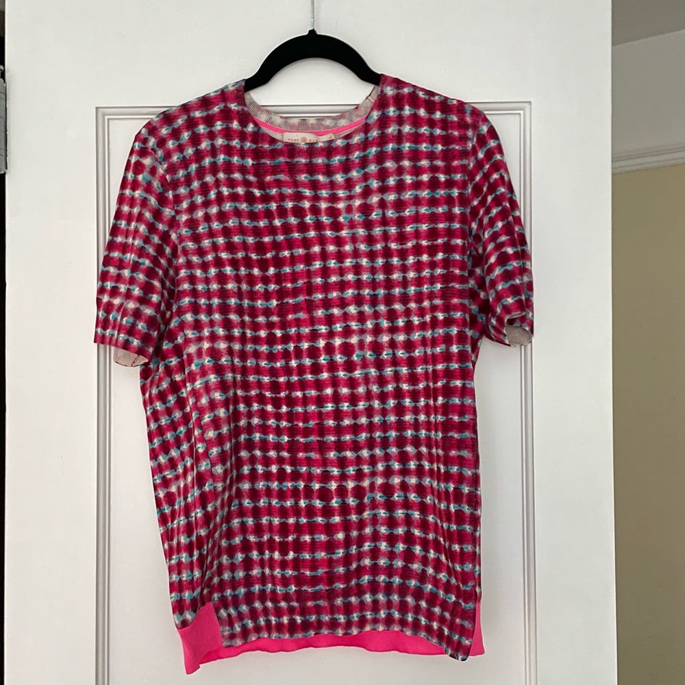 Tory Burch Sonda Tie-Dye Short Sleeve Top — size S